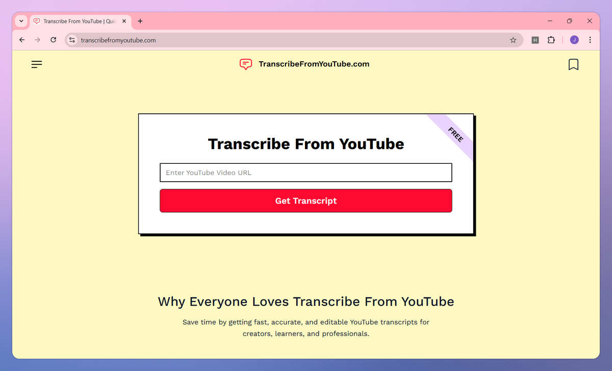 Transcribe From YouTube screenshot #1