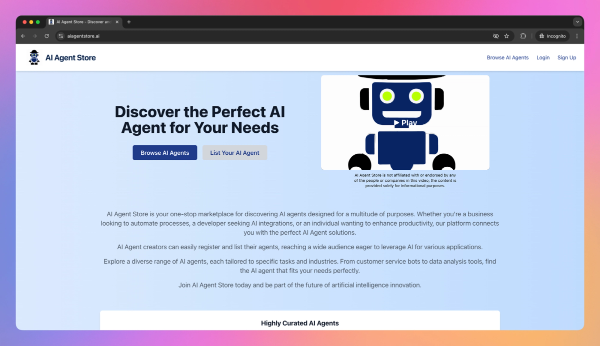 AI Agent Store screenshot