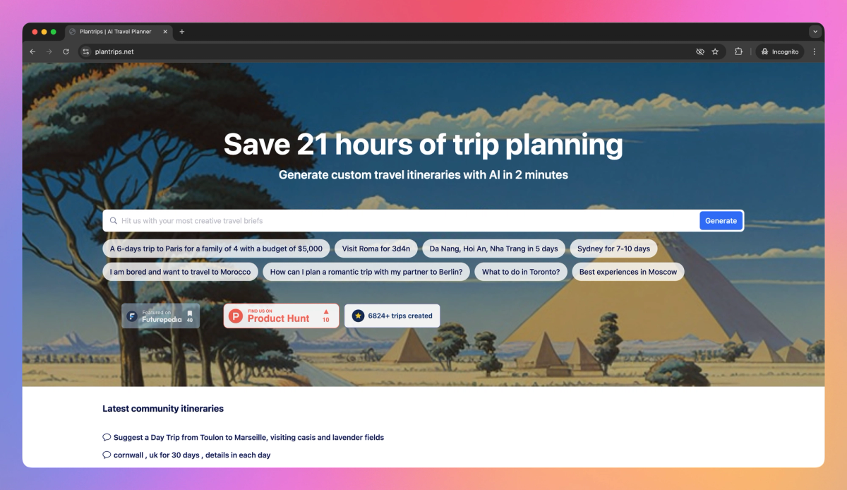 PlanTrips screenshot