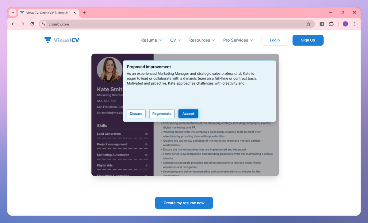 VisualCV screenshot #2