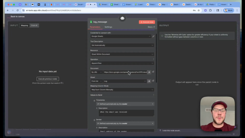 n8n gmail agent log message tool