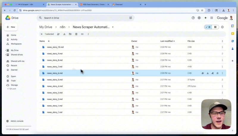 AI scraping pipeline Google Drive storage