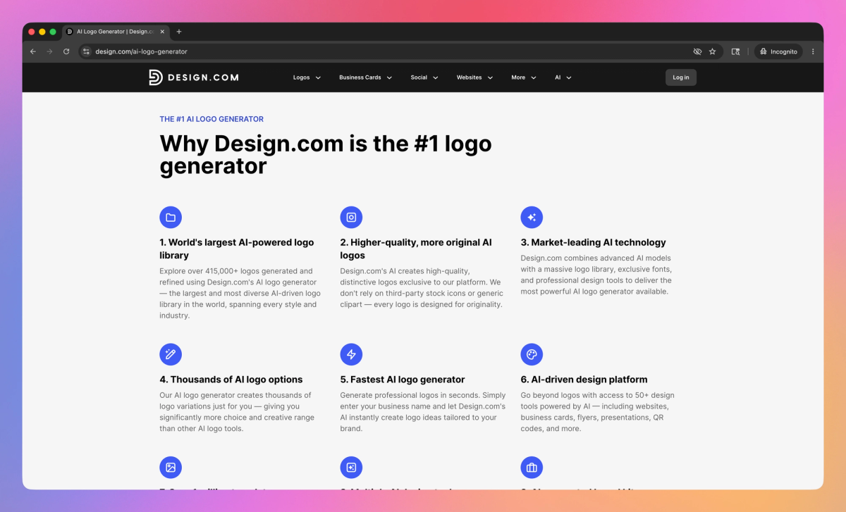 Design.com AI Logo Generator screenshot #2