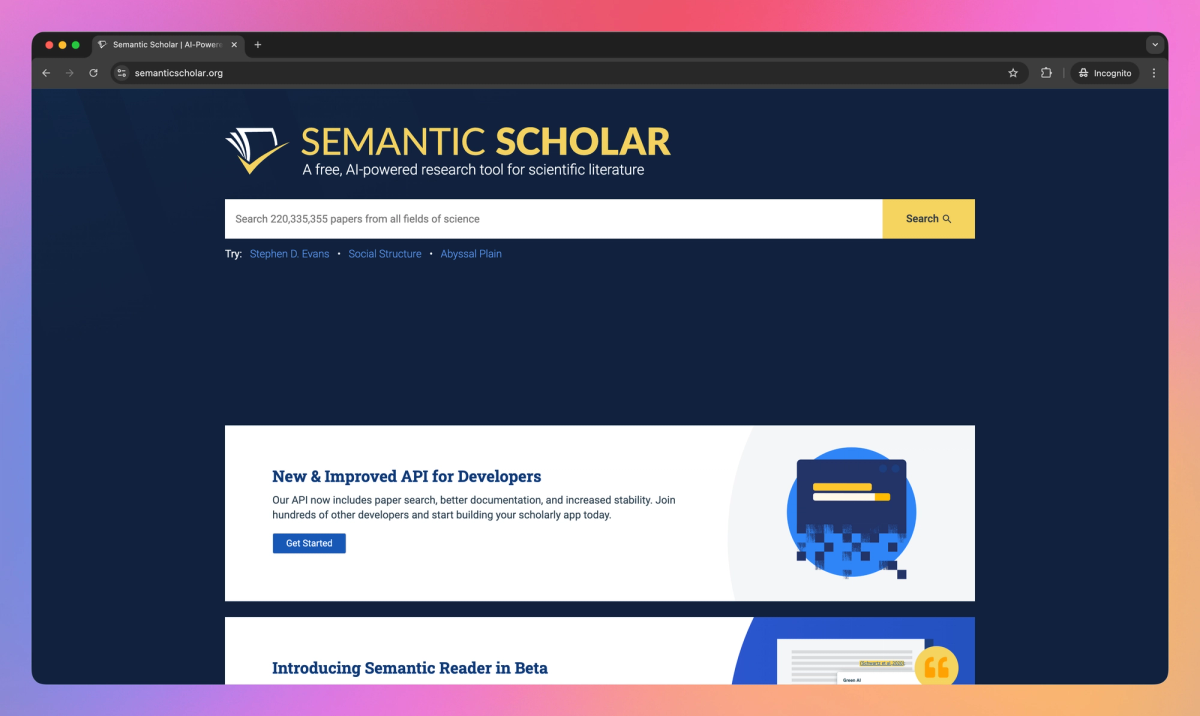 Semantic Scholar screenshot