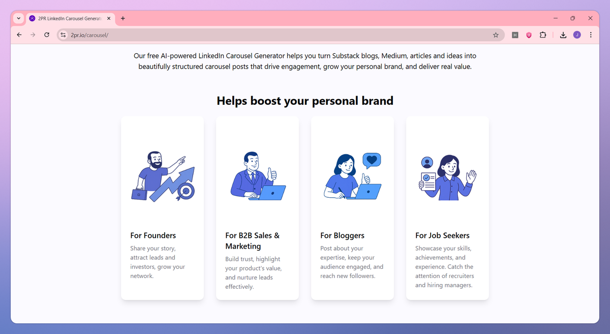 2PR LinkedIn Carousel Generator screenshot #3