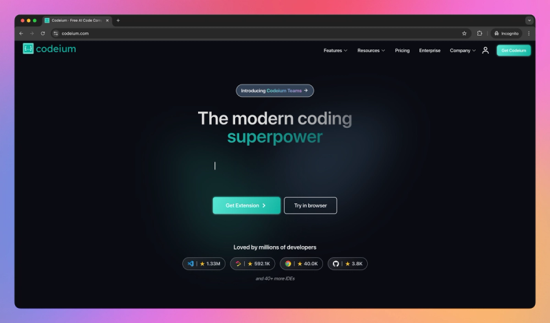 Codeium product screenshot