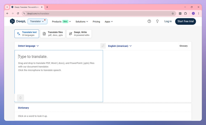 DeepL Translate product screenshot