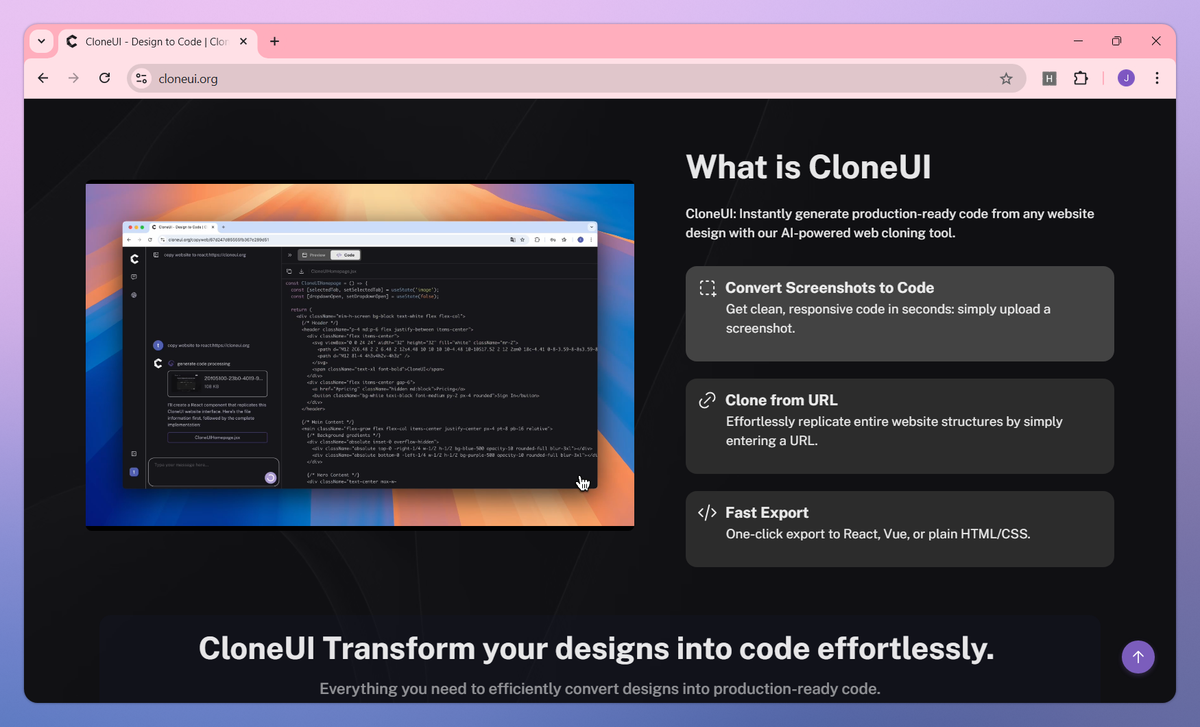 CloneUI screenshot #2