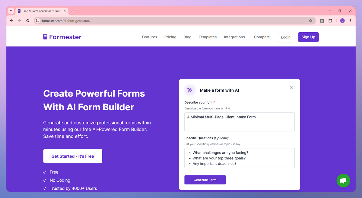 Formester screenshot #1