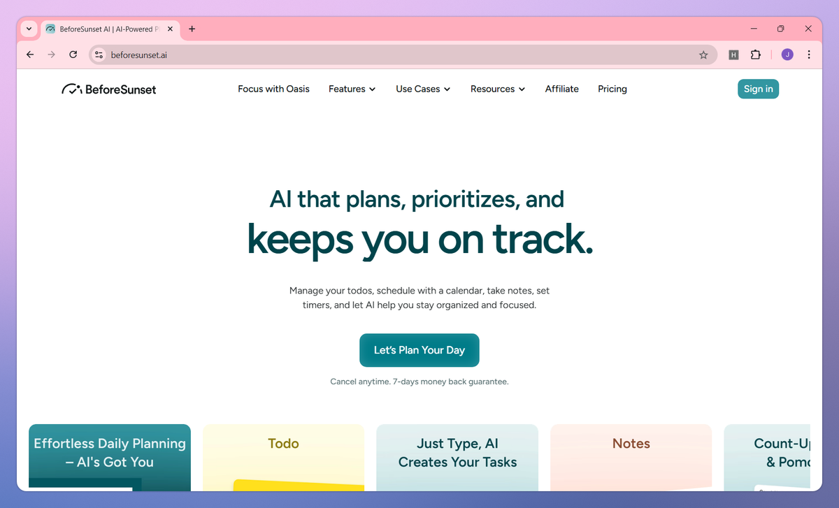 BeforeSunset AI screenshot #1