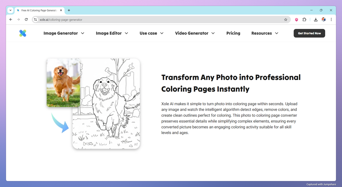 Xole AI Coloring Page Generator screenshot #2