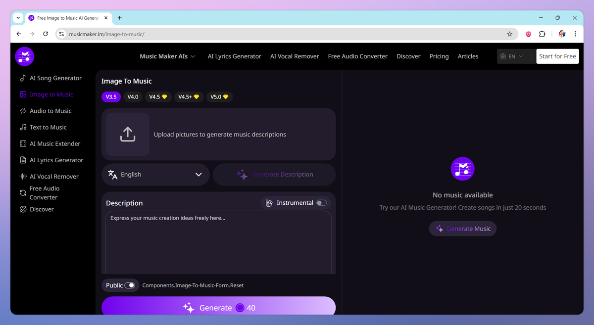 MusicMaker Image to Music screenshot #1
