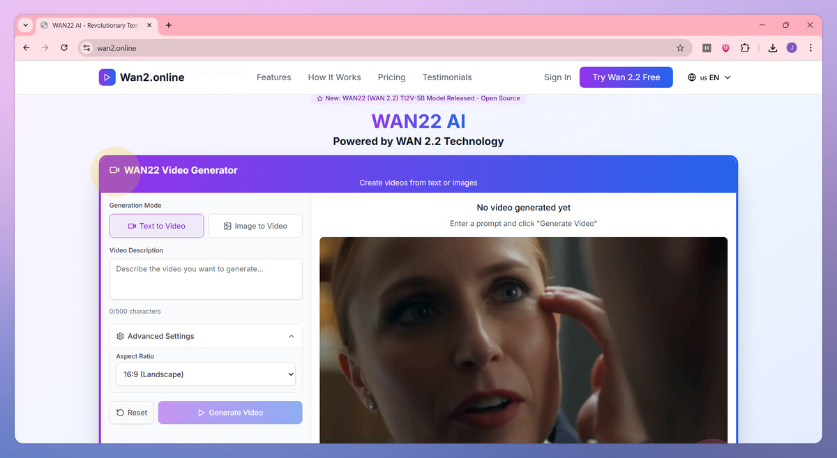 WAN22 AI screenshot #1