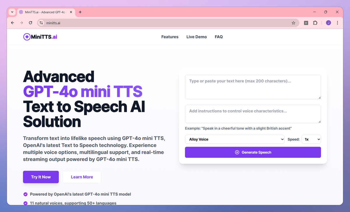 MiniTTS.ai screenshot #1