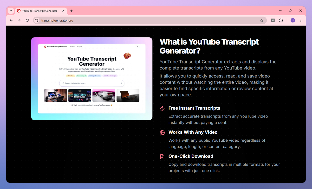 YouTube Transcript Generator screenshot #2