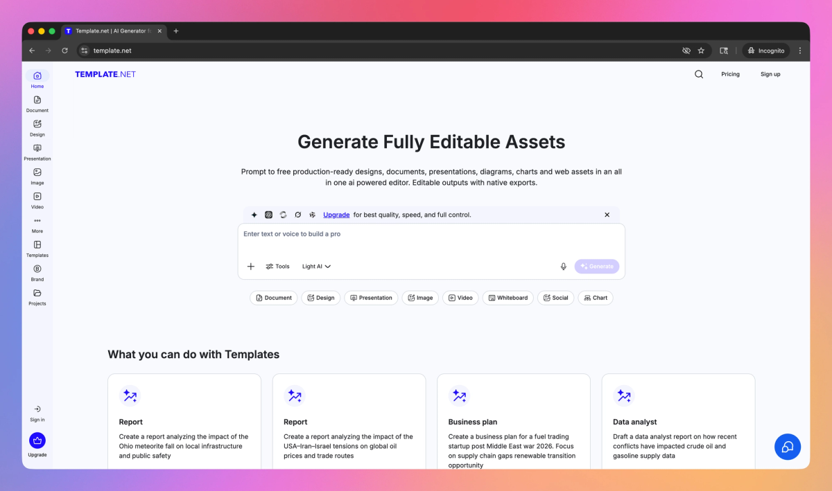 Template.net AI Generator screenshot #1