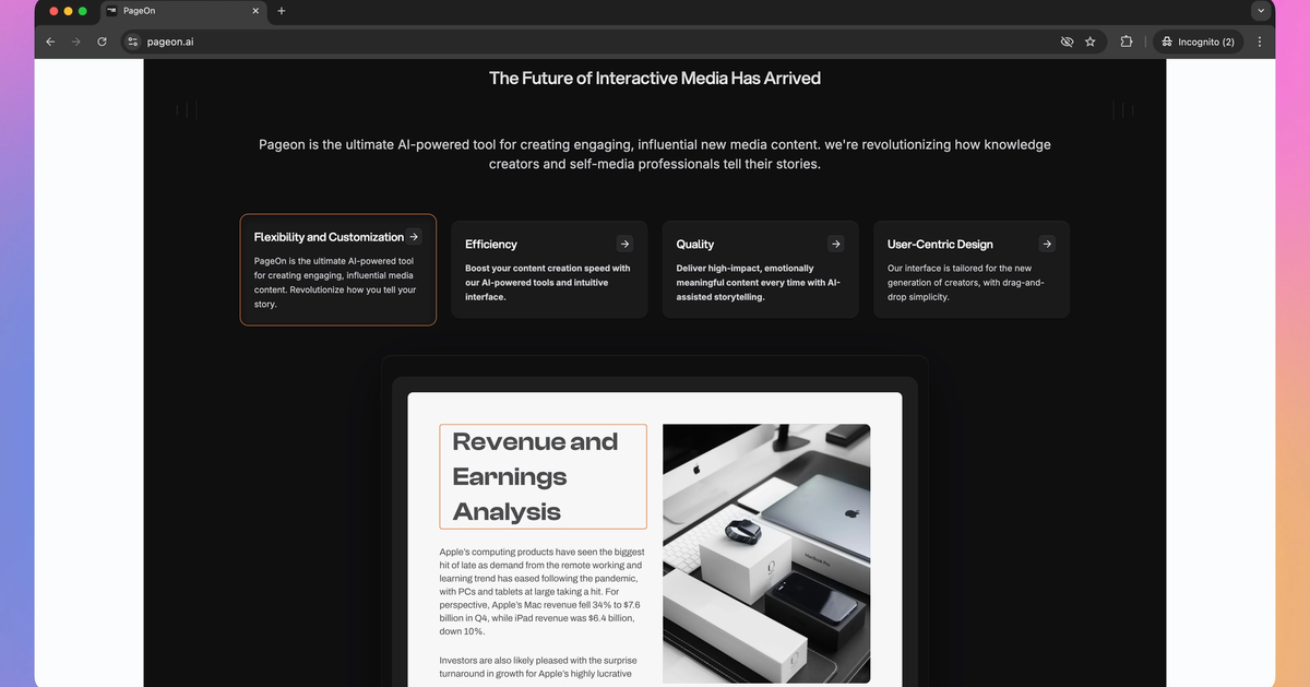 pageon interface demonstration