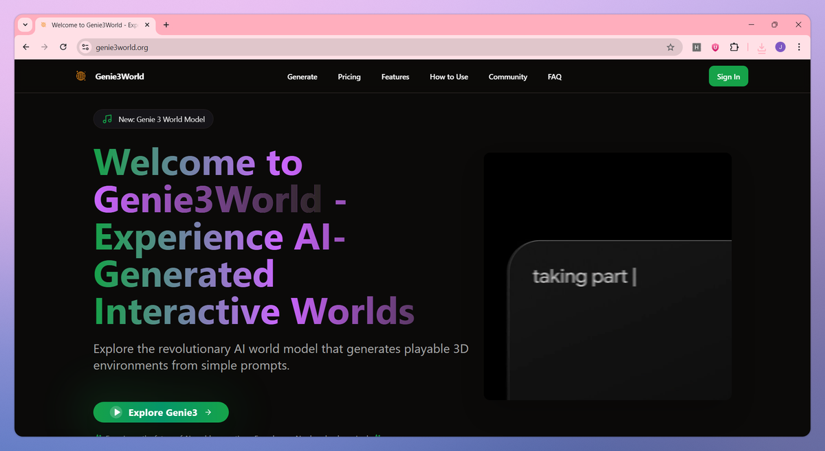 Genie3World screenshot #1