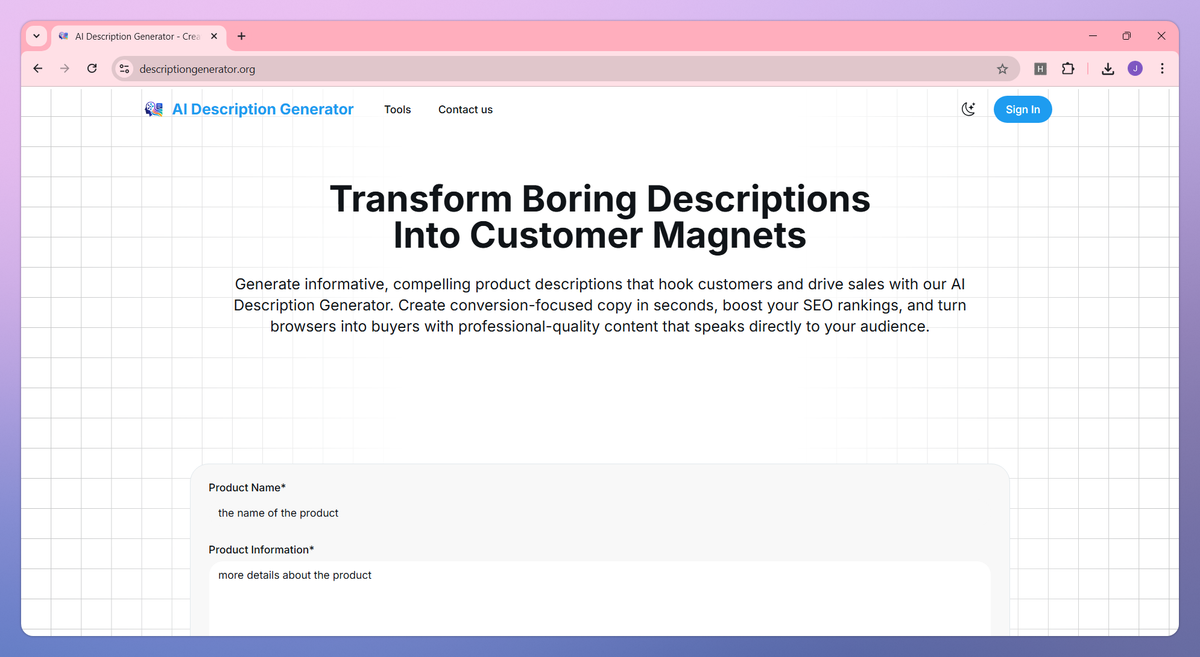 AI Description Generator screenshot #1