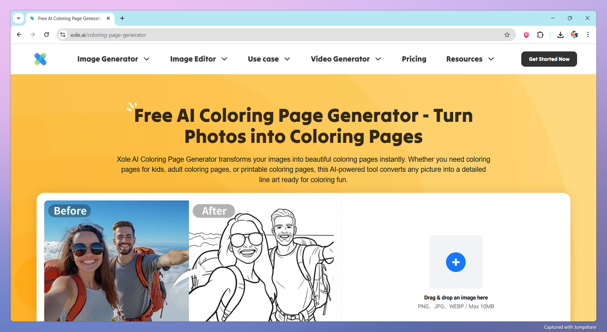 Xole AI Coloring Page Generator screenshot #1
