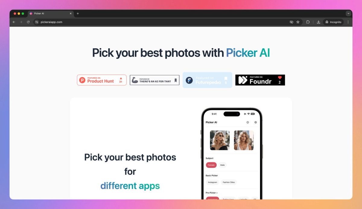 Picker AI screenshot