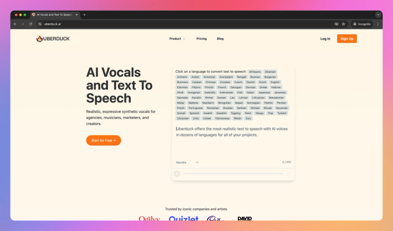 Uberduck product screenshot