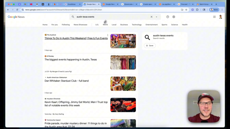 Google news feed for Austin events