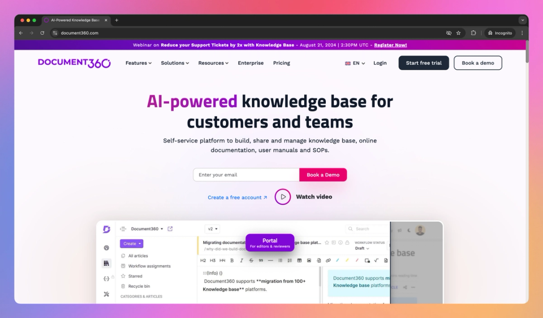 Document360 Icon Document360 Features, Pricing, and Alternatives | AI Tools
