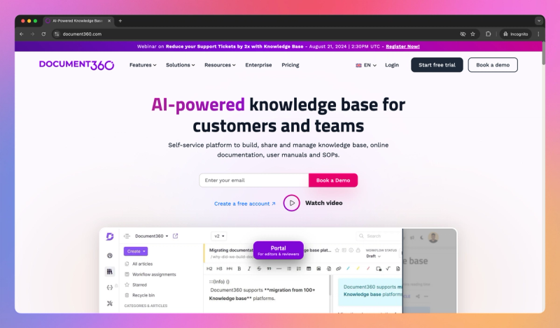Document360 product screenshot