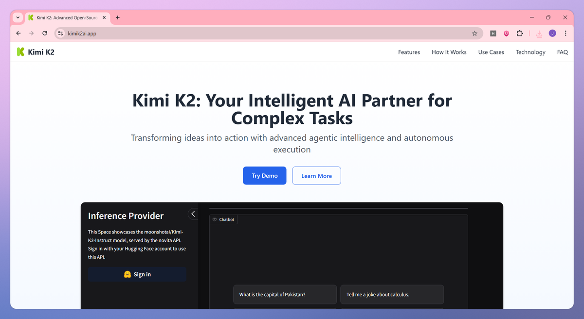 Kimi K2 screenshot #1