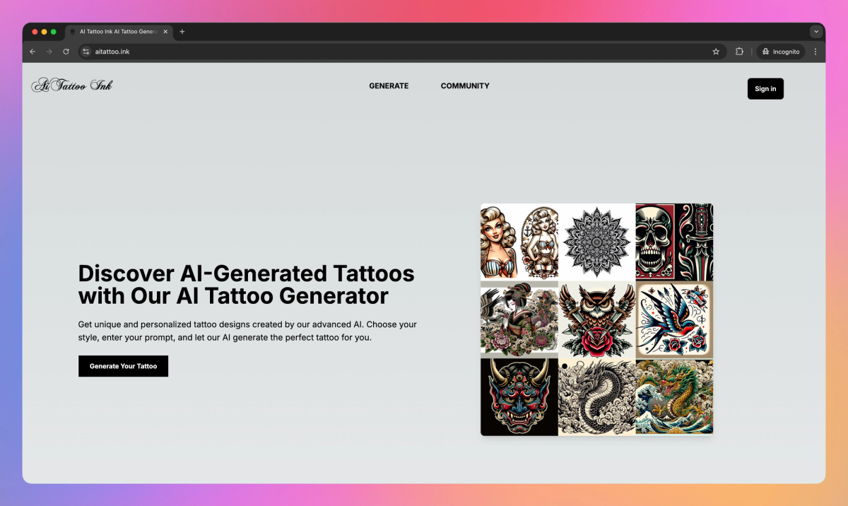 AI Tattoo Ink screenshot