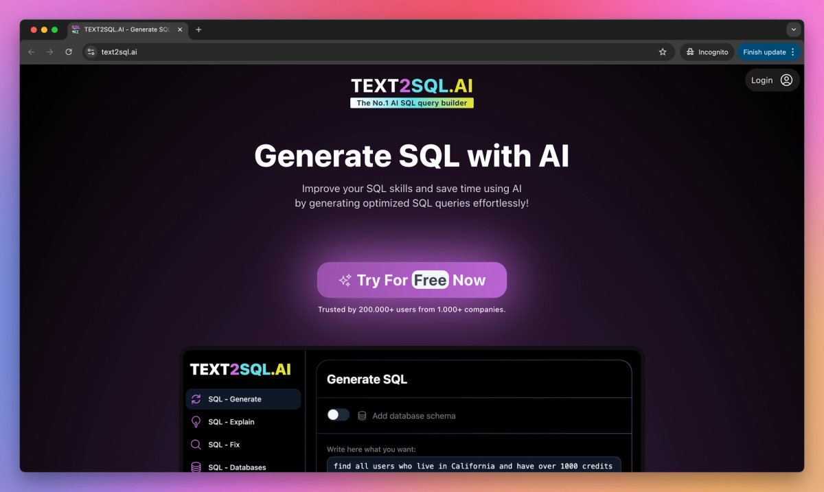 TEXT2SQL.AI screenshot #1