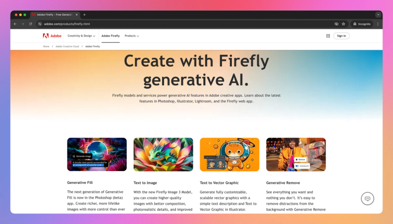 Adobe Firefly product screenshot