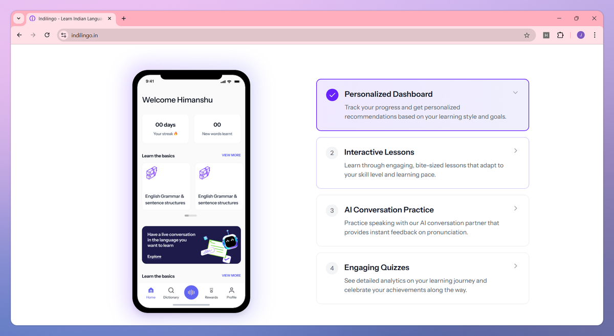 Indilingo screenshot #2