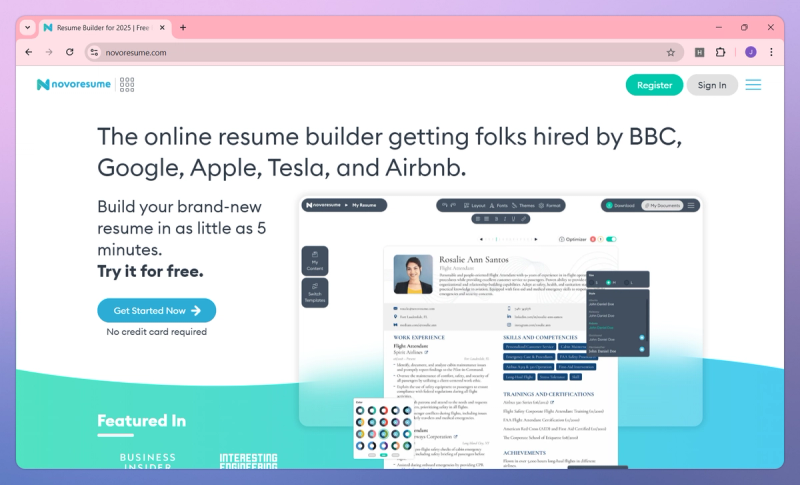 Novorésumé product screenshot