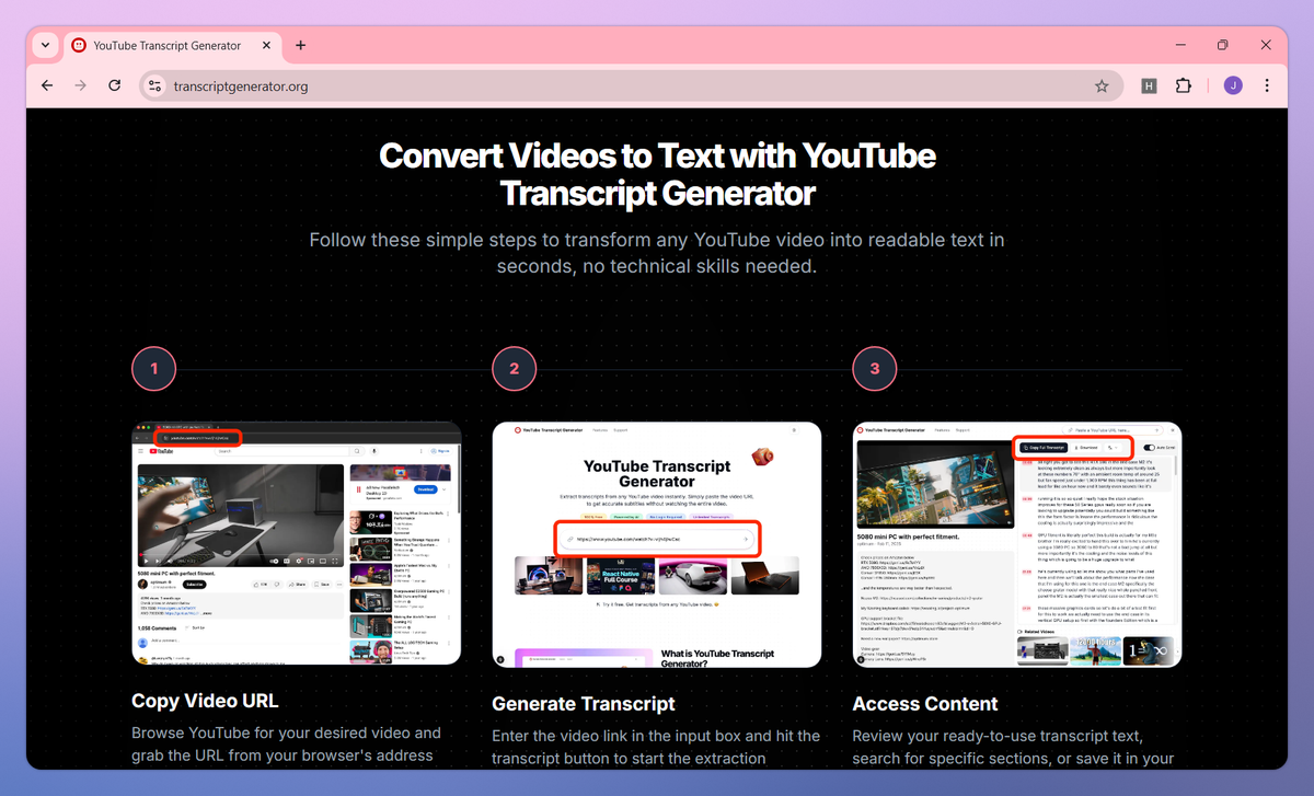 YouTube Transcript Generator screenshot #3