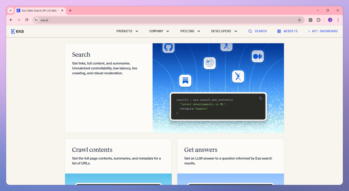 Exa screenshot #2