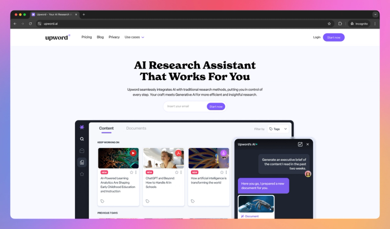 Upword product screenshot