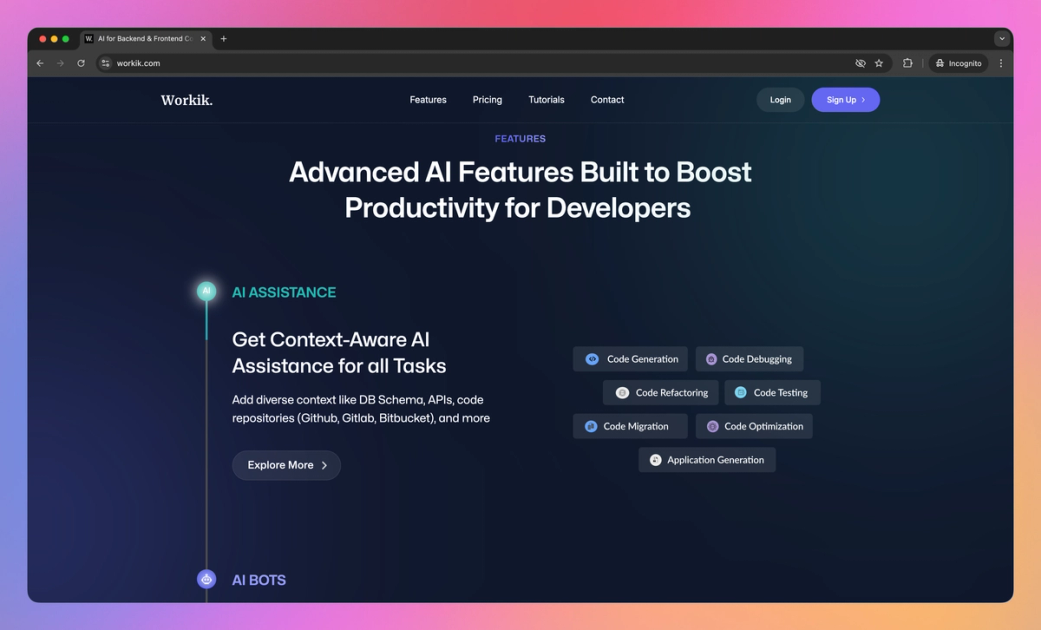 Workik AI Features, Pricing, and Alternatives | AI Tools