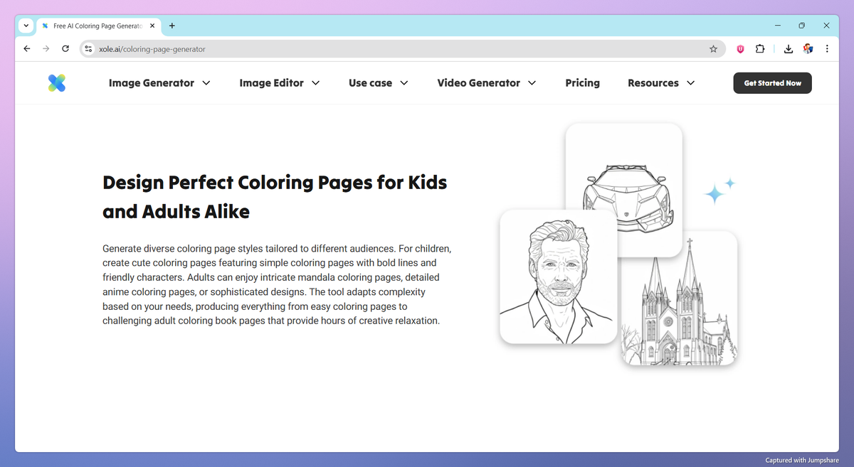 Xole AI Coloring Page Generator screenshot #3