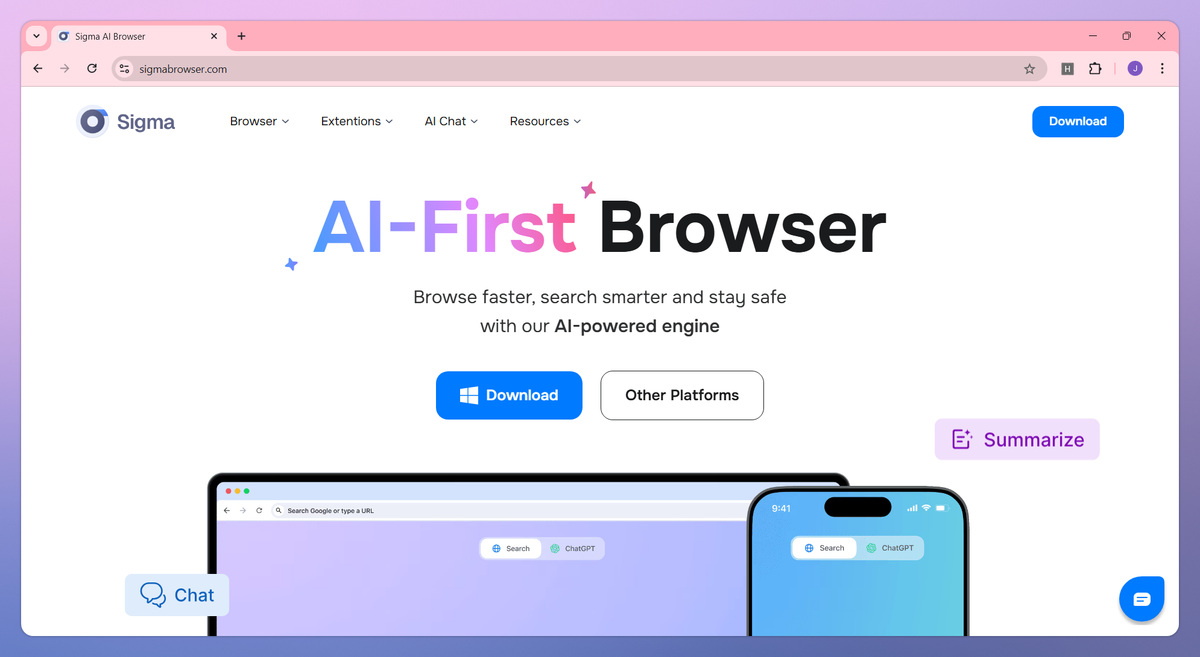 Sigma AI Browser screenshot #1