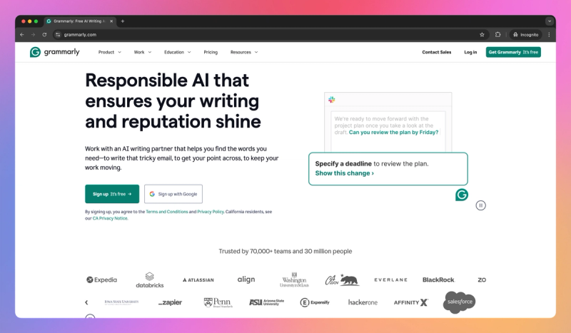 Grammarly product screenshot