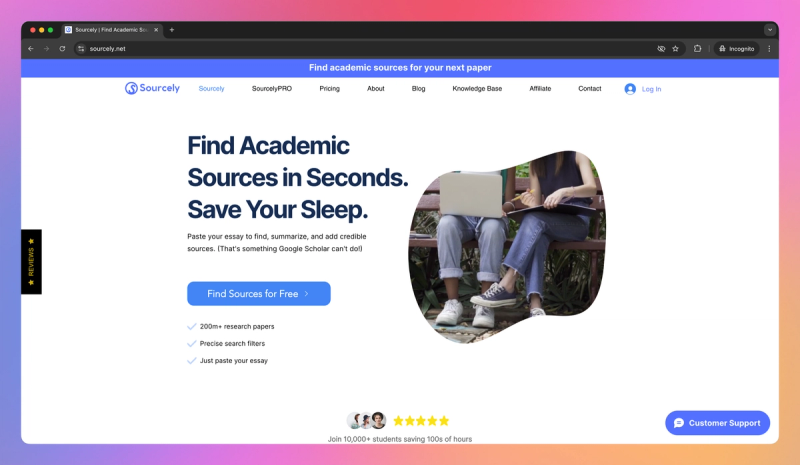 Sourcely product screenshot