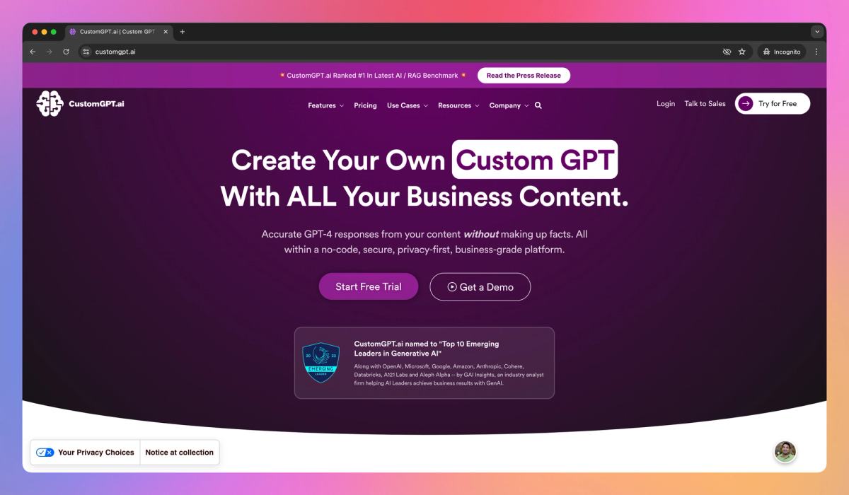 CustomGPT screenshot