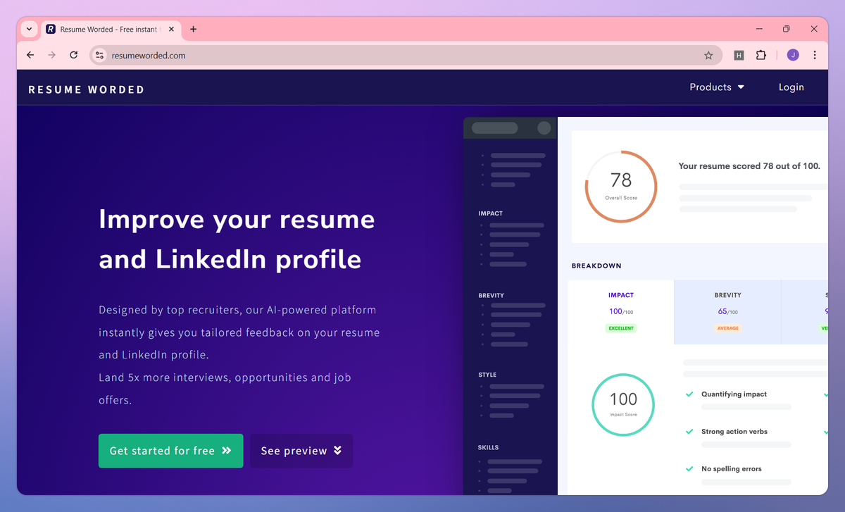 Resume Worded screenshot #1