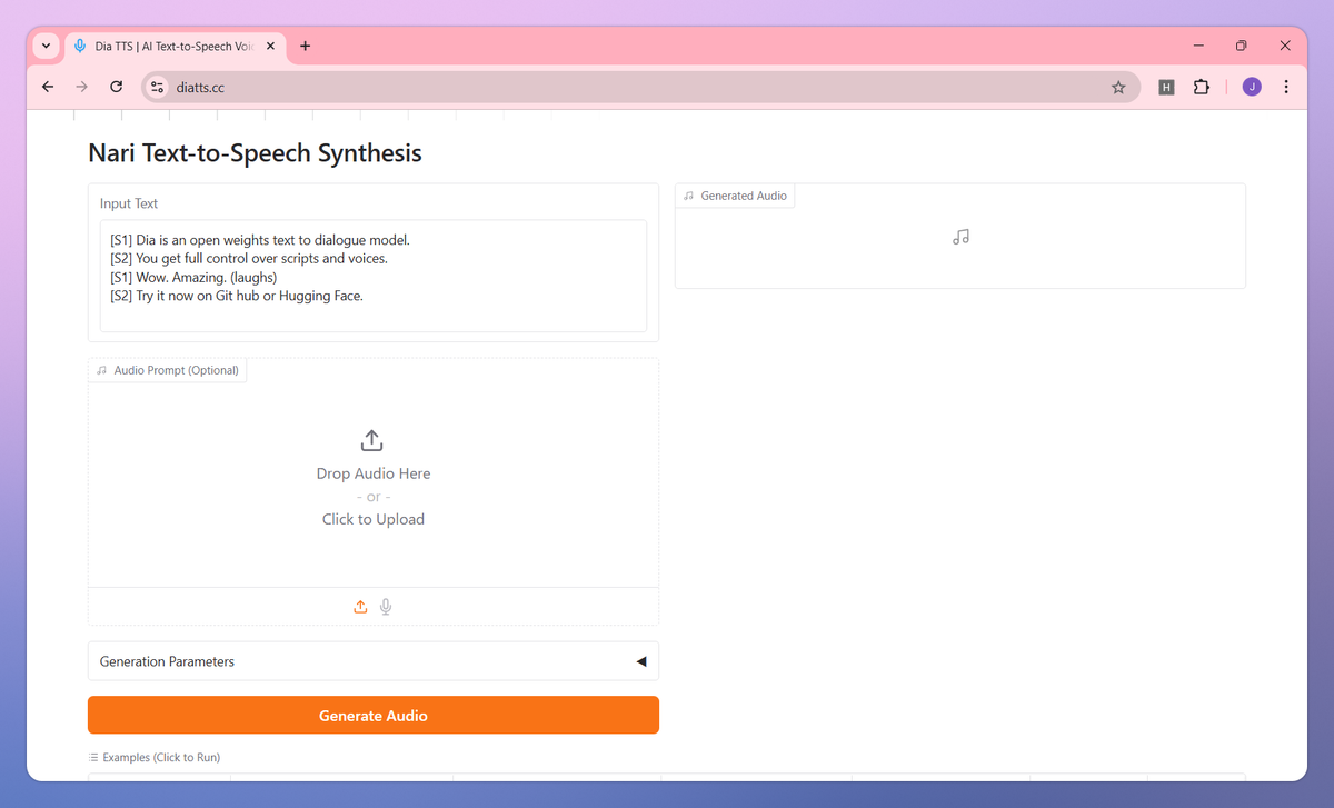 Dia TTS screenshot #2