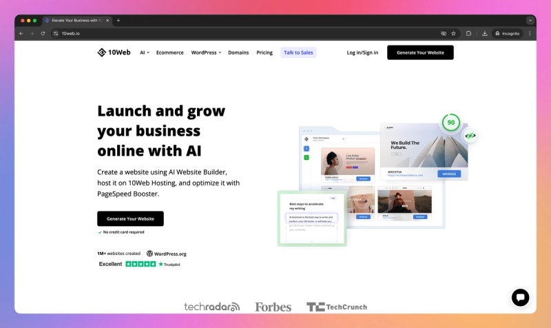 10web product screenshot