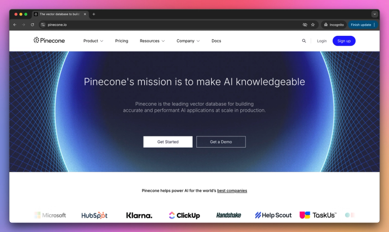 Pinecone product screenshot