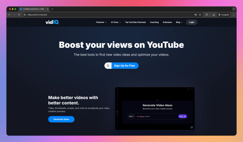 vidIQ product screenshot