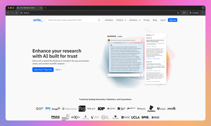 Scite product screenshot